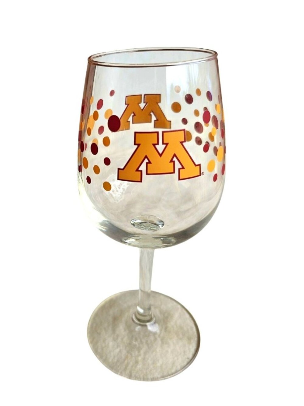 Minnesota Golden Gophers Polka Dot Wine Glass 12oz NCAA New